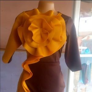 Gold & Brown Flowered Mini dress